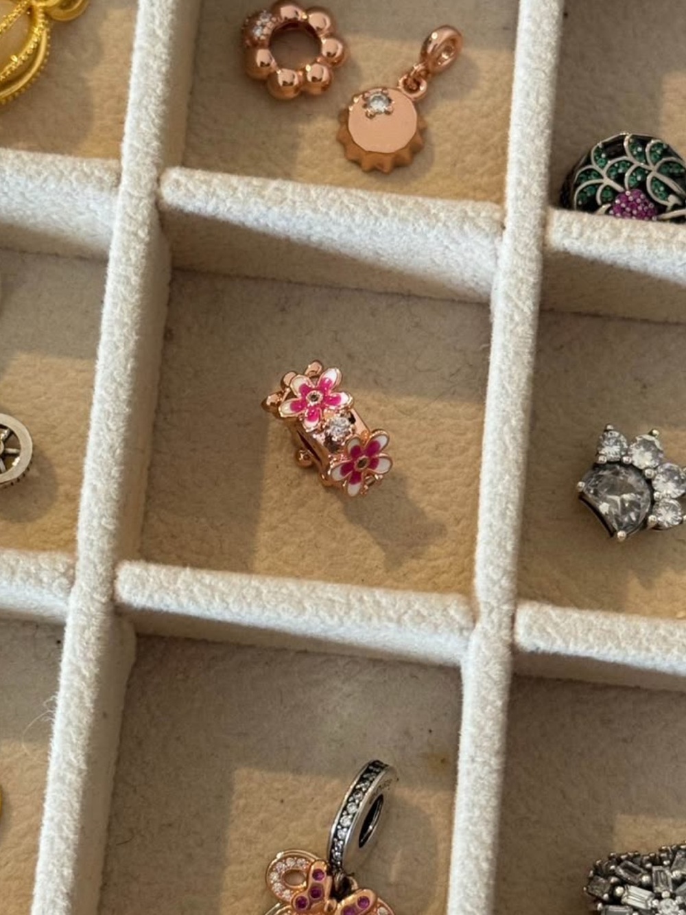Pandora Pink Floral Rose Gold Clip Charm - Women's Jewelry